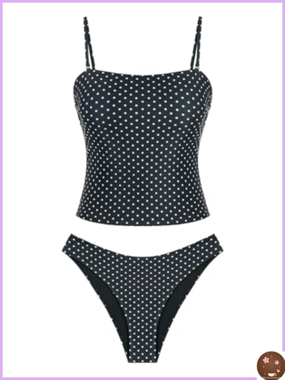 Women's Bandeau Tankini Set with Removable Straps and High Cut Bottom